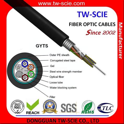 96 Core Duct Fiber Optics Single Mode Steel Armored Cable GYTS Fiber