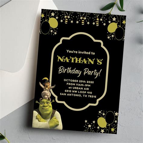 Shrek Digital Invitation Template Shrek Party Invite Funny Shrek S