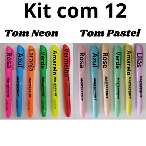 Kit Canetas Marca Texto Neon E Pastel Masterprint Shopee Brasil