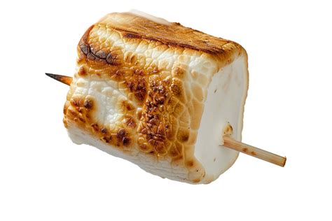 Roasted Marshmallow On Stick Alone Against Transparent Background