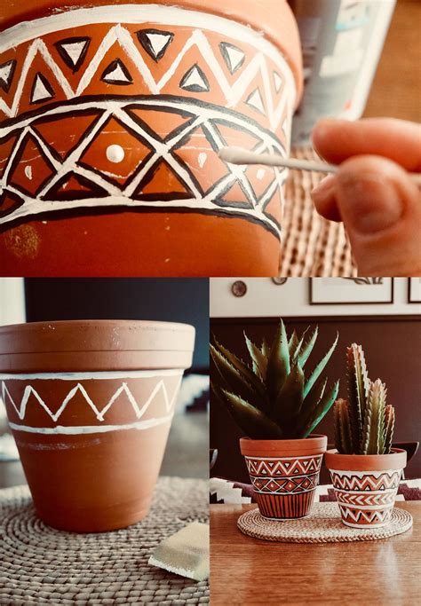 DIY BOHO AZTEC PAINTED TERRACOTTA PLANT POTS Plant Pot Diy Painted