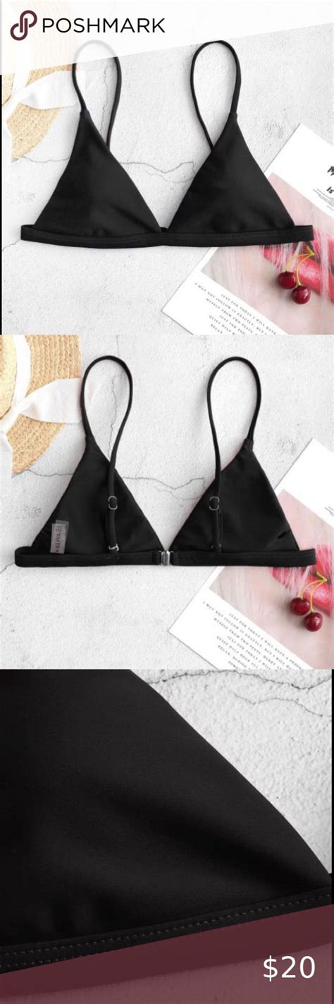ZAFUL Black Thin Strap Bikini Top SOLD Strap Bikini Strap Bikini Top Bikini Tops
