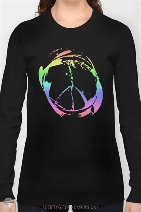 Casual Fashion For Men And Women Groovy Rainbow Peace Sign Shirt