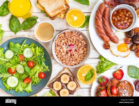 Different Types Of Breakfast Or Brunch Stock Photo Alamy