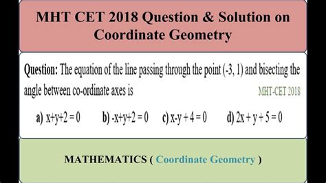 Mht Cet 2018 Question And Solution Answer Coordinate Geometry