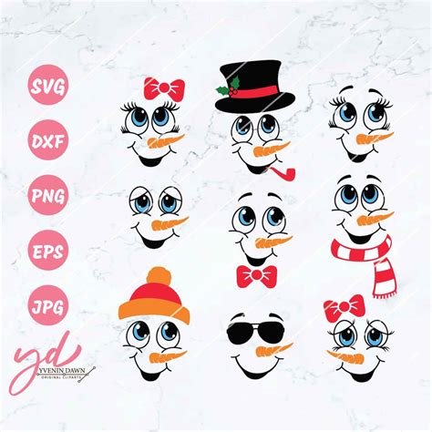 Snowman Svg Snowman Faces Svg Christmas Svg Snowman Girl Svg Winter Svg Snow Svg Snowman Faces