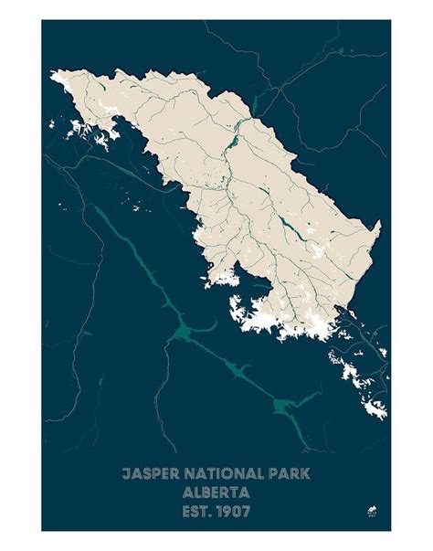 Jasper National Park Poster National Park Map Muir Way National