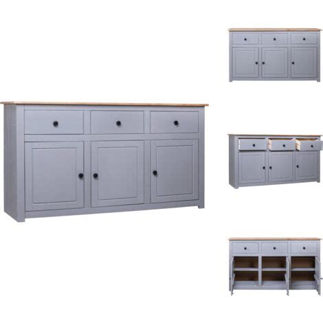 Sideboards Living Sideboard Grau 135x40x80 Cm Kiefernholz Panama