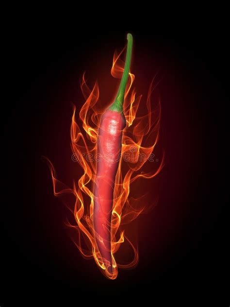 Red Hot Pepper On Fire Cartoon Stock Vector Illustration Of Chilly Character