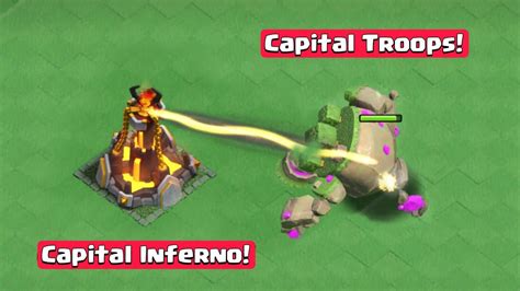 Inferno Tower Vs All Clan Capital Troops Clash Of Clans Youtube