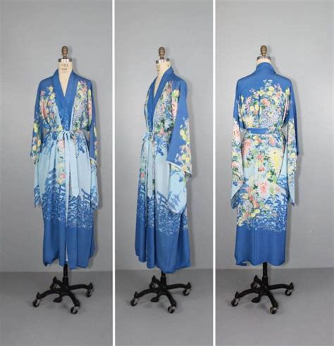 1930s Kimono Silk Robe Reversible Mariko Vintage Floral Etsy