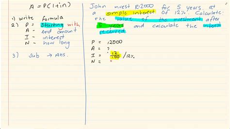 Grade 10 Financial Maths How To Use The Simple Interest Formula Youtube