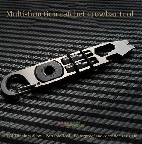 Titanium Alloy Edc Multifunctional Ratchet Crowbar Tool Bottle Opener