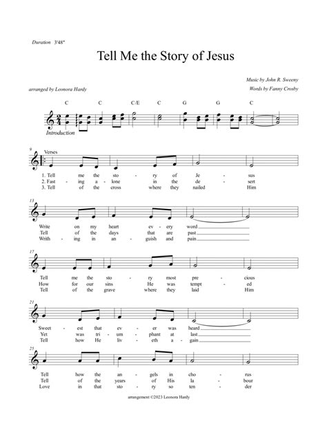 Tell Me The Story Of Jesus Leadsheet Bluegrass Piano Vocal Guitar