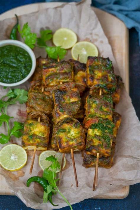 Hariyali Paneer Tikka Recipe Green Paneer Tikka Video