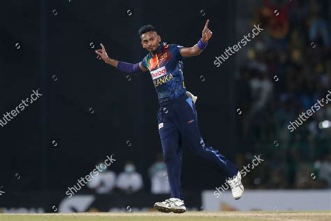 Sri Lankas Dushmantha Chameera Celebrates Dismissal Editorial Stock