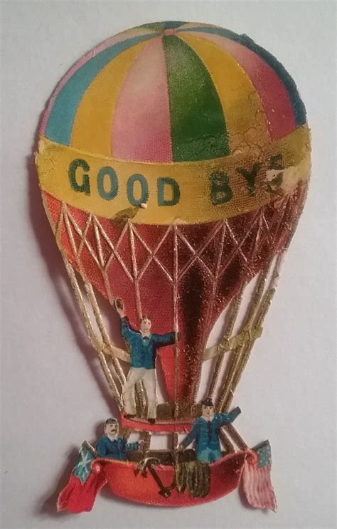 Colourful Diecut Embos Victorian Scrap Hot Air Balloongoodbye App