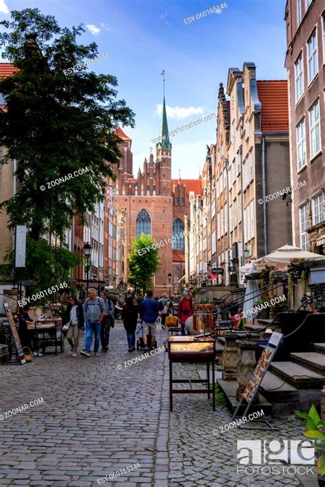 Danzig, Poland - 2 September, 2021: tourists enjoy a visit to the historic city center of Danzig ...