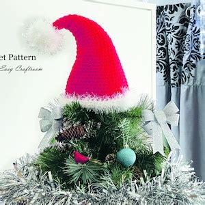 Santa Hat Tree Topper Christmas Crochet Pattern Santa Hat in 2 - Etsy