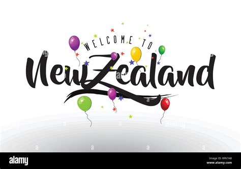 Newzealand Welcome To Text With Colorful Balloons And Stars Design