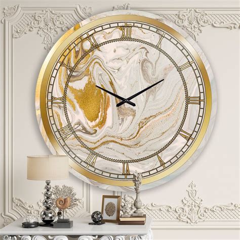 East Urban Home Oversized Glitter Marble Wall Clock Wayfair