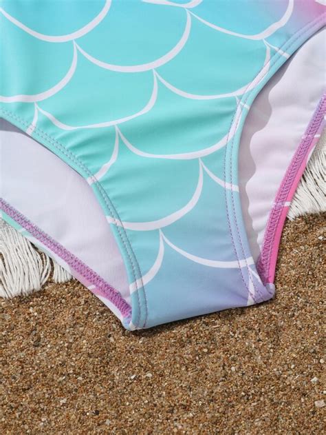 Chicas Ba Ador Bikini Con Estampado De Escamas De Pescado Con