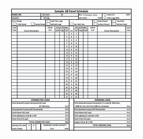 Electrical Panel Schedule Template Excel Database