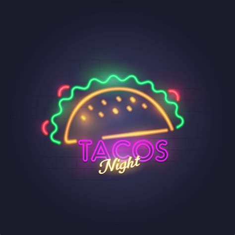 Enseigne Au Néon Tacos Vecteur Gratuite