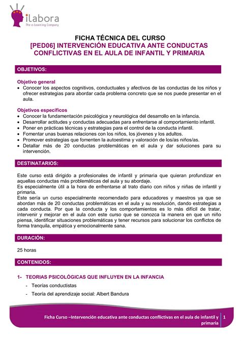 Curso Online Intervencion Educativa Ante Conductas Conflictivas PDF