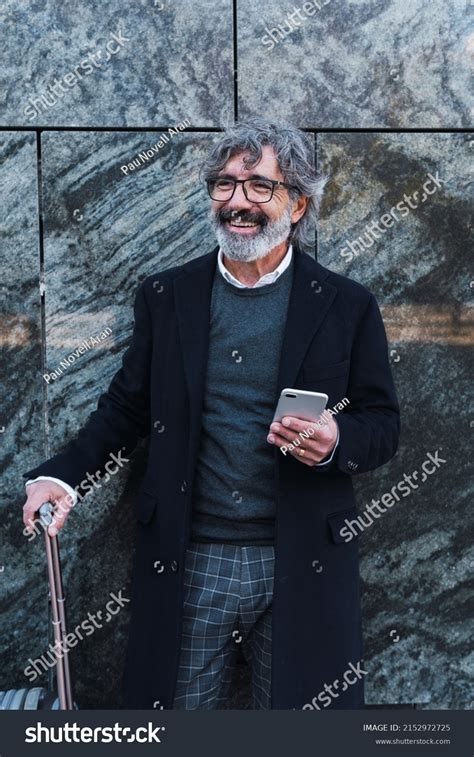 Mature Business Man Formal Clothing Using Stock Photo 2152972725