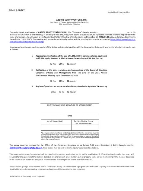 Fillable Online Corporate Stockholder ABOITIZ EQUITY VENTURES INC NAC