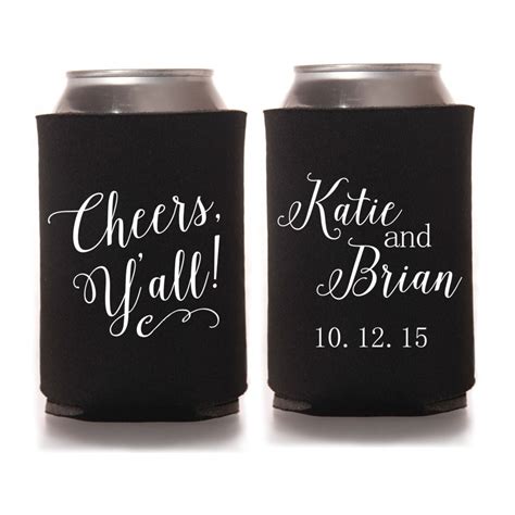 Personalized Wedding Koozies Cheers Yall By Yourethatgirldesigns