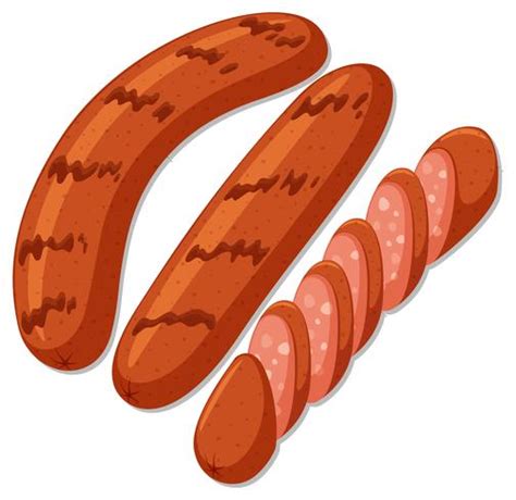 Grilled Sausages On White Background 372102 Vector Art At Vecteezy