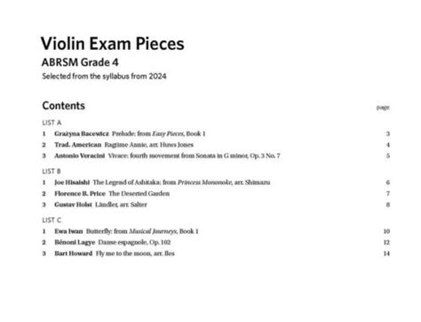 ABRSM Violin Exam Pieces From 2024 Grade 4 Violin Part EBay