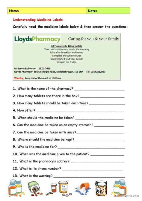 Understanding Medicine Labels English Esl Worksheets Pdf Doc