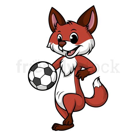 Cartoon Fox Playing Soccer Clip Art Vector Illustration FriendlyStock