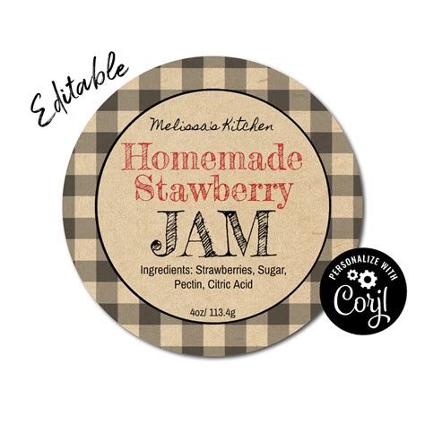 Jam Label Printable For Mason Jars Homemade Jelly Product Country