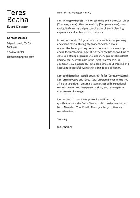 Event Director Cover Letter Example Free Guide