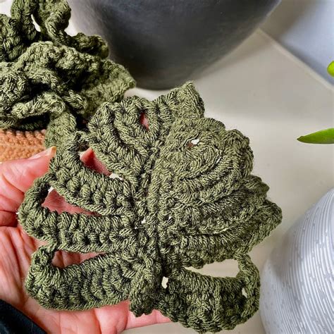 Monstera Leaf Crochet Pattern And Video Link Terra Cotta Pot PDF And