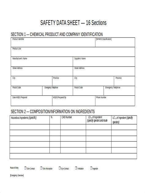 Material Safety Data Sheet Sample