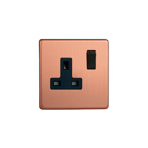 Brushed Copper Urban Screwless 1 Gang 13a Double Pole Switched Socket Xdy4bsbc United