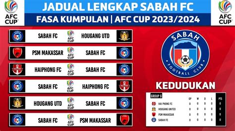 JADUAL LENGKAP PERLAWANAN SABAH FC Fasa Kumpulan AFC Cup 2023 2024