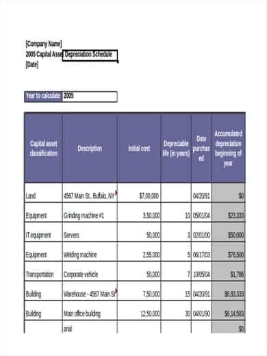 13 Depreciation Schedule Templates Free Word Excel Templates