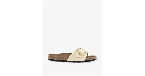 Birkenstock Madrid Oversized Buckle Flat Leather Sandals In Natural Lyst