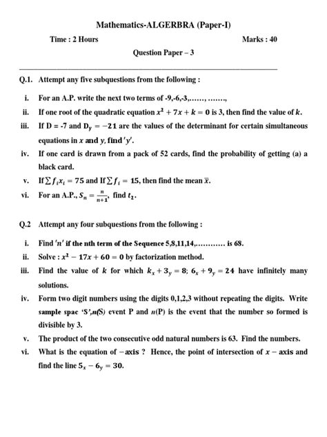 3 (1) Algebra | PDF | Equations | Numbers