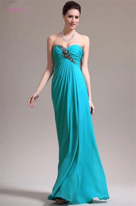 Turquoise Evening Dresses 2019 A Line Sweetheart Chiffon Beaded Backless Plus Size Long Evening