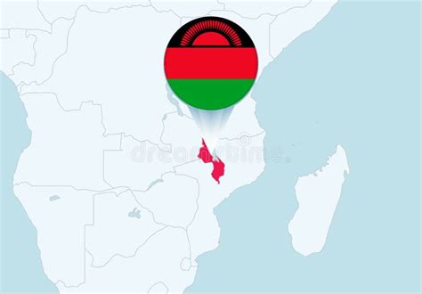 Africa With Selected Malawi Map And Malawi Flag Icon Stock Vector