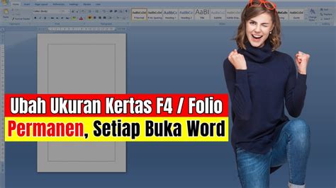 Cara Membuat Ukuran Kertas Folio Atau F4 Di Word Secara Permanen Youtube