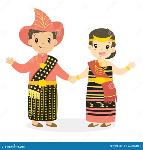 Happy Nusa Tenggara Timur Children Indonesian Children Cartoon Vector