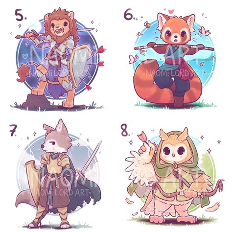 Cute Rpg Class Animals Stickers And Or Prints 6x6 Or Etsy